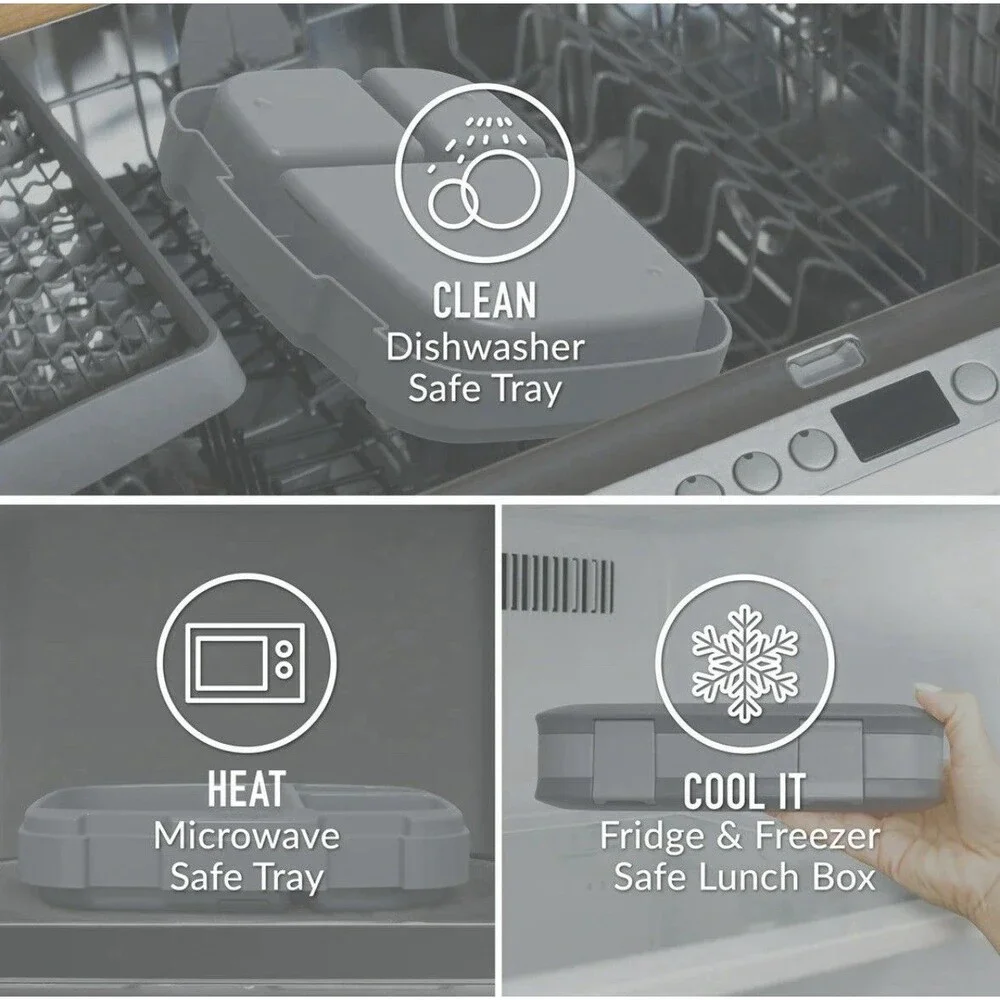 New Gray Bentgo Fresh Snap & Go Leak-Proof Lunch Box.
